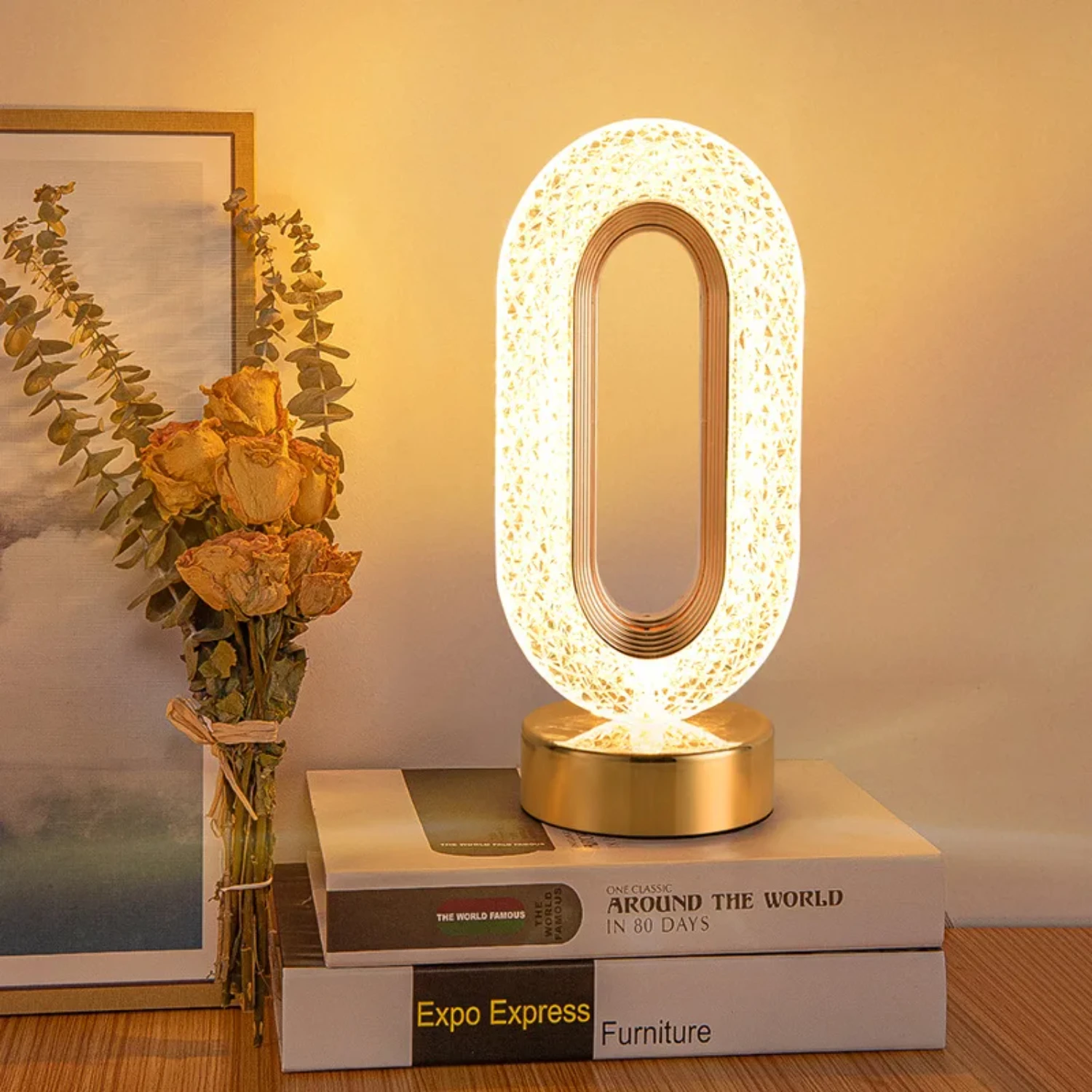 Crystal LED Table Lamp Stepless Dimming USB Charging Touch Switch Remote Control Bedside Light Living Room Decoration Desk Lamp