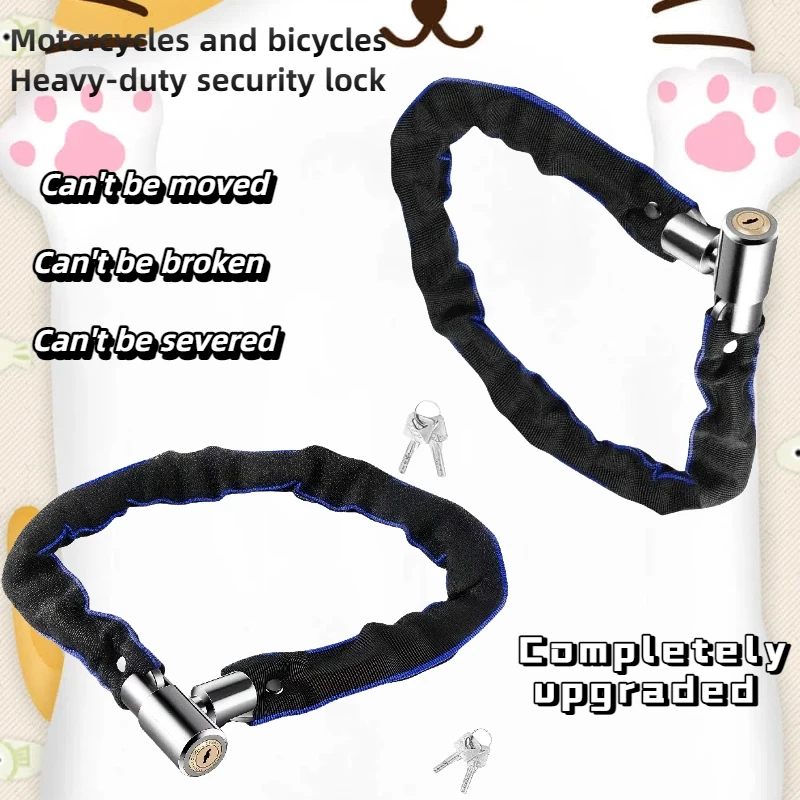 60cm Heavy Duty Anti-Theft Bicycle Lock with Key Portable Motorcycle Scooter Security Chain Lock for Bike and Motorcycle Safety
