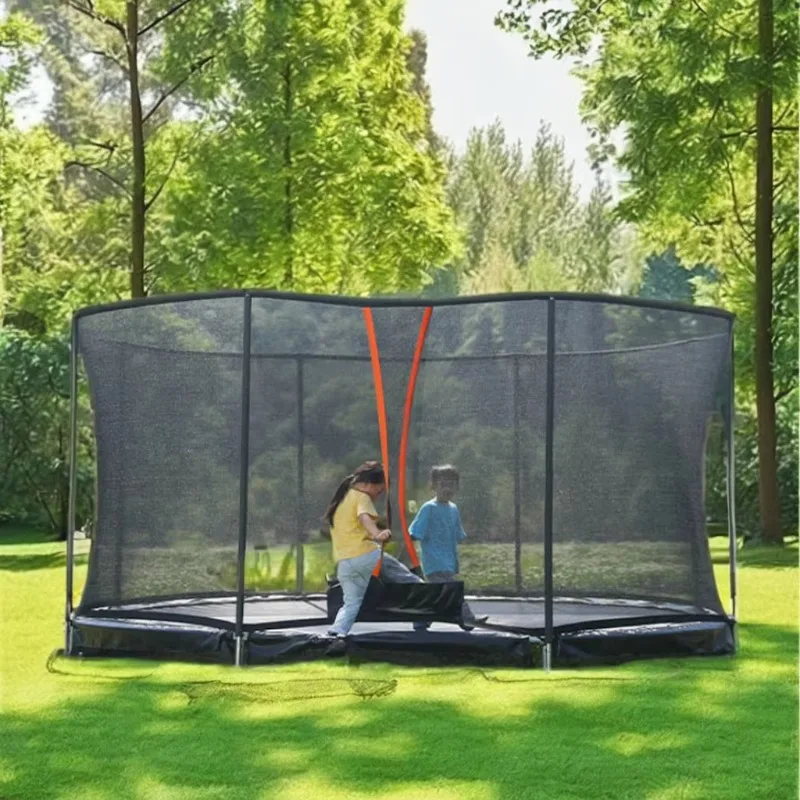 14ft Round Outdoor Trampoline with Safety Net Enjoy Plenty of Space for Jumping Outdoors
