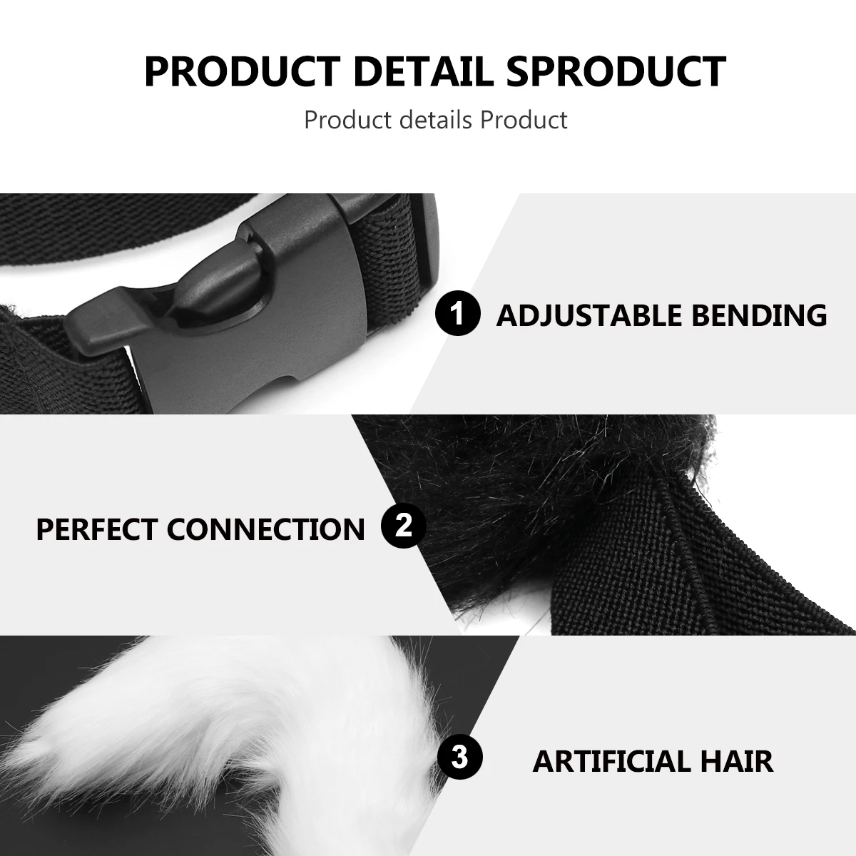 

Искусственный хвост для косплея, аксессуар для вечеринки в честь Хэллоуина (черный, белый), регулируемая эластичная талия, гибкий костюм, декор для фестивального танца