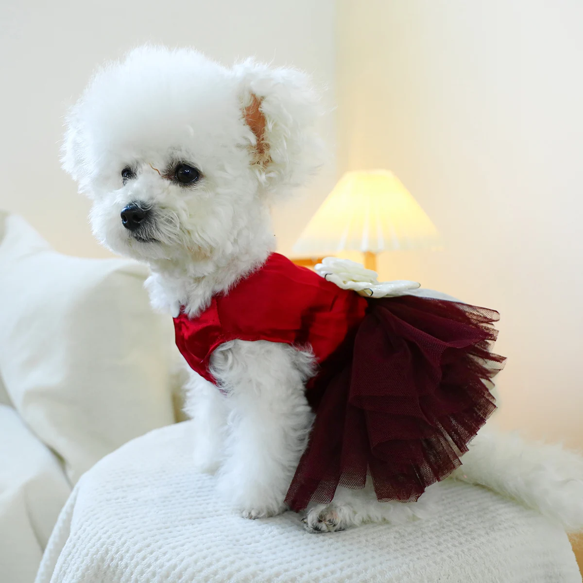 1PC Pet Clothing Cat Vest Red Bow Wedding Dress Princess Dress with Traction Buckle Suitable for Small and Medium Dogs