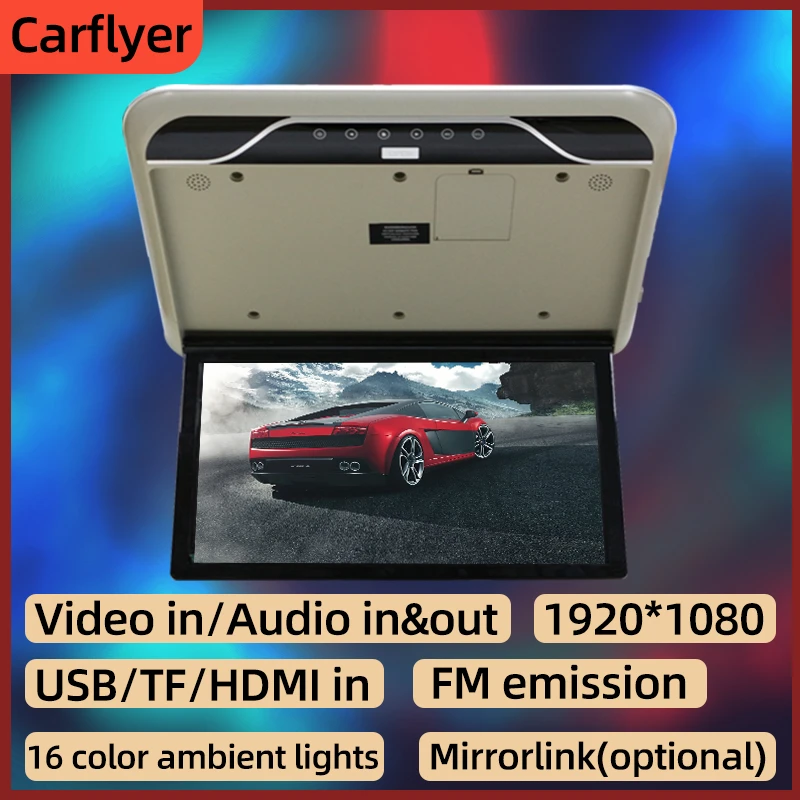 

Car Roof Mount Flip Down Ceiling TV Monitor 19 Inch HD 1080P MP5 Player With USB/TF/HDMI/FM/Audio In&out/Mirrorlink Optional