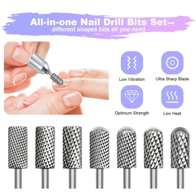 لقمة مثقاب الأظافر بسرعة، أداة احترافية للعناية بالأظافر، جودة صالون الأظافر، رأس تلميع الأظافر من فولاذ التنغستن الفضي