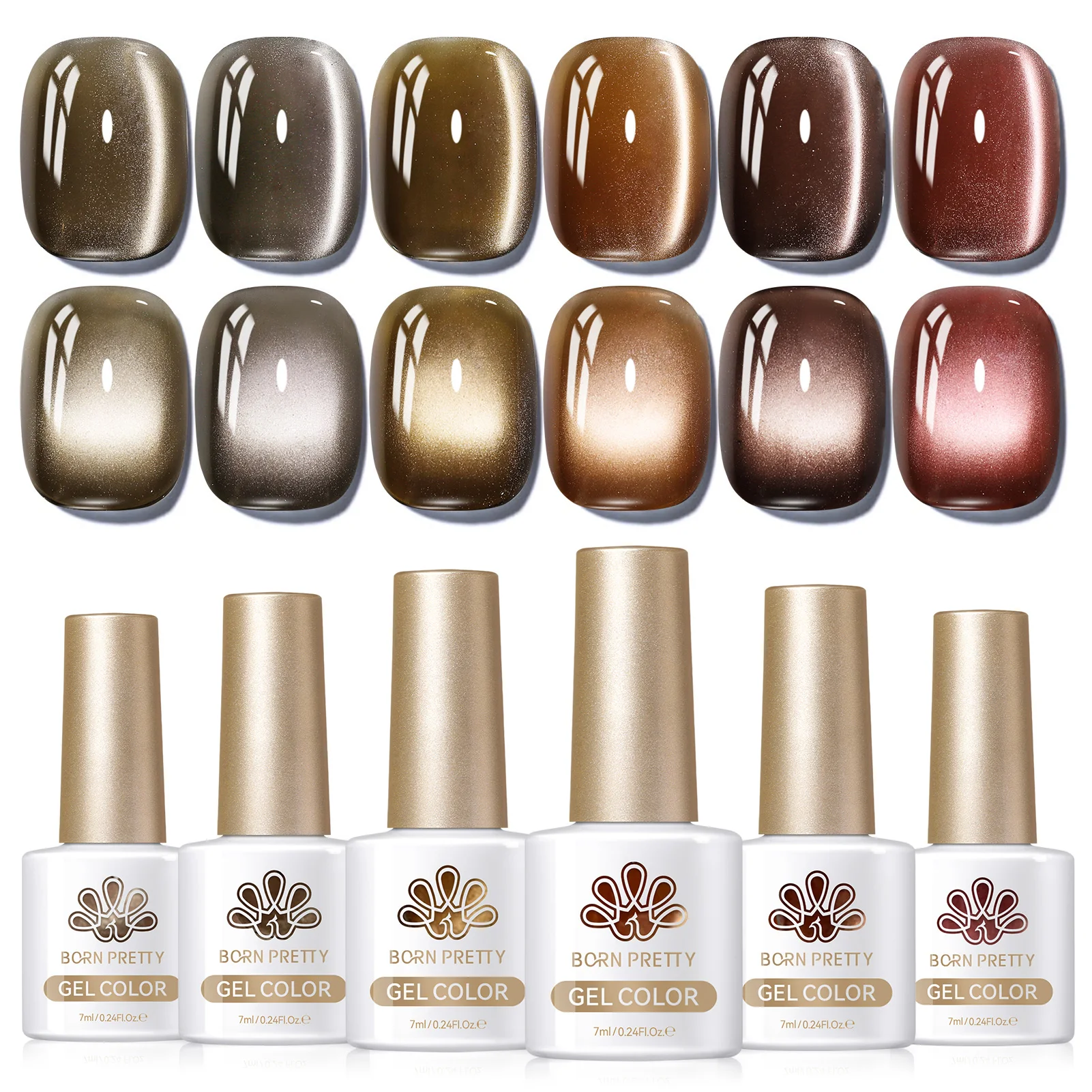 

BORN PRETTY 6pcs Cat Magnetic Gel Nail Polish Set Auroras Glitter Shining Semi Permanent Soak Off UV Varnish Manicure Kits