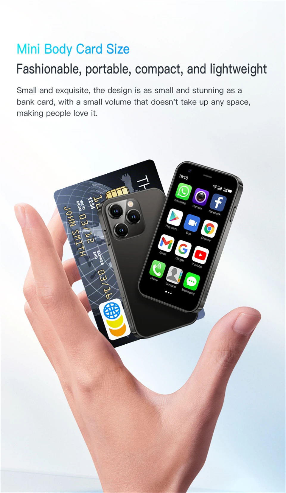 SOYES XS15 3G Mini Smartphone MTK 3.0inch 2GB RAM 16GB ROM Dual SIM Card 2MP 900mAh WCDMA Android Pocket Small CellPhone