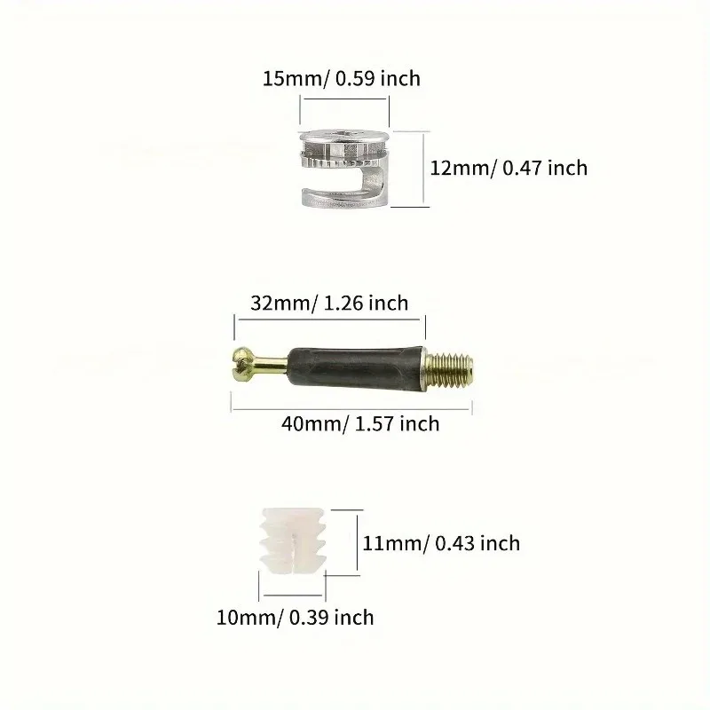 30 قطعة/10 مجموعات من برغي الأثاث سريع التركيب 3 في 1 مجموعة قفل الأثاث - أجهزة صناعية قابلة للفصل واللمسة النهائية السلسة