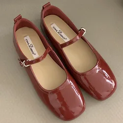 Female Red Footwear Lolita Mary Janes Ladies Dance Shoes Buckle Strap Fashion Shallow Flats With Shoes For Women 2024 Luxury