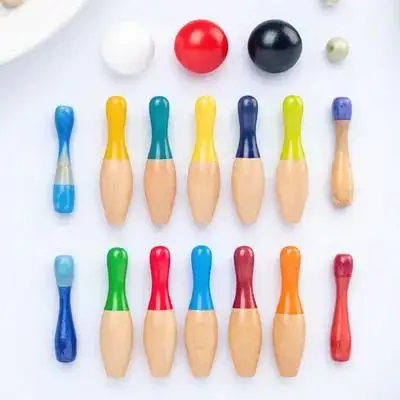 

1 set 1 Set Bowling Kit Mini Bowling Balls For Premium Wood Toss Sports Parent- Interactive Play Birthday Gift Indoor