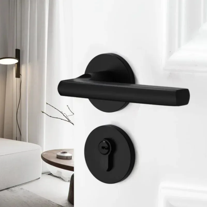 

Черный бесшумный дверной замок с ключами, прочная ручка для межкомнатных дверей спальни и ванной, универсальная фурнитура для дома