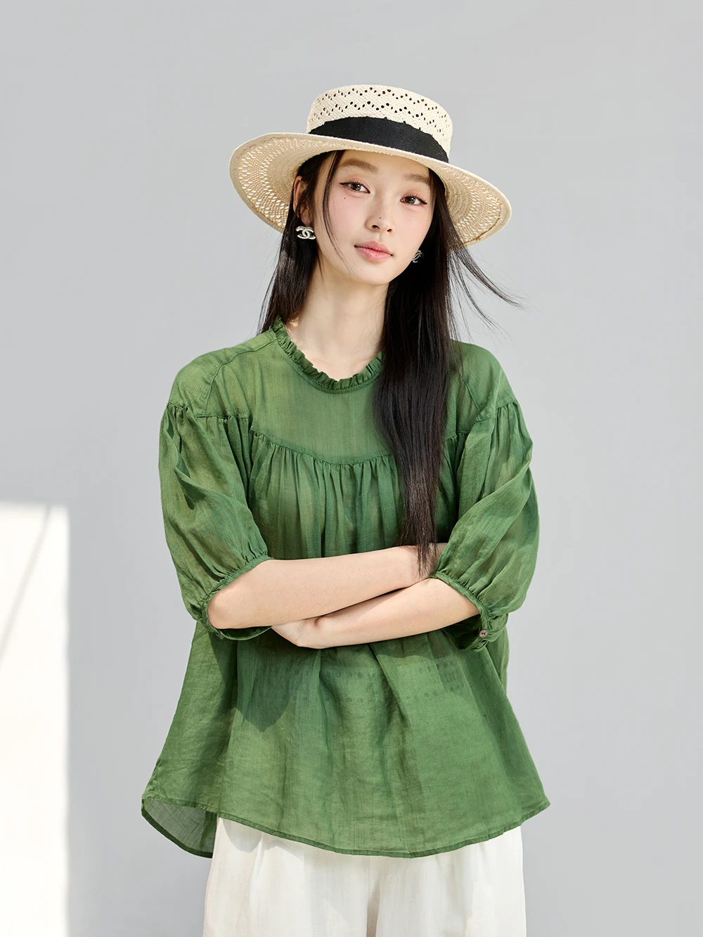 

Рубашка женская свободного кроя из 100% льна, повседневная, комфортная, с эффектом мятости, дышащая, приятная к телу, стандартной длины