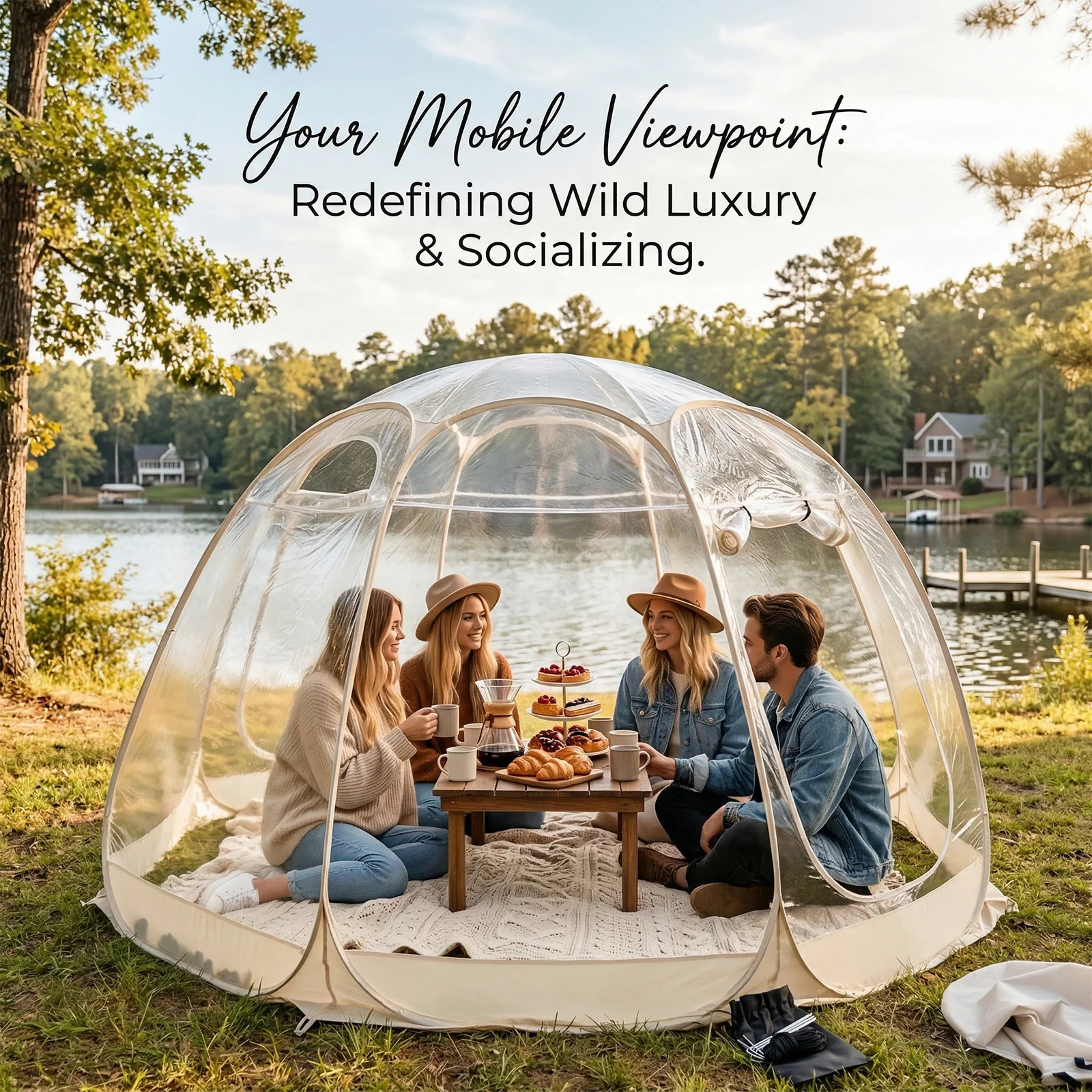 1 Pack Clear Bubble Tent, Spacious Dome Shelter for Camping Family, Transparent Outdoor Tent Glamping Gear. image 4