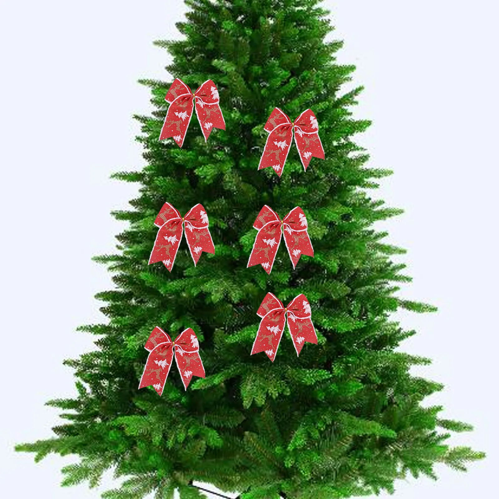 6 pezzi fiocchi di Natale rossi per decorazioni per l'albero - ghirlande scintillanti da 5,5 pollici fiocchi 2024 decorazioni per la casa di Capodanno Navidad