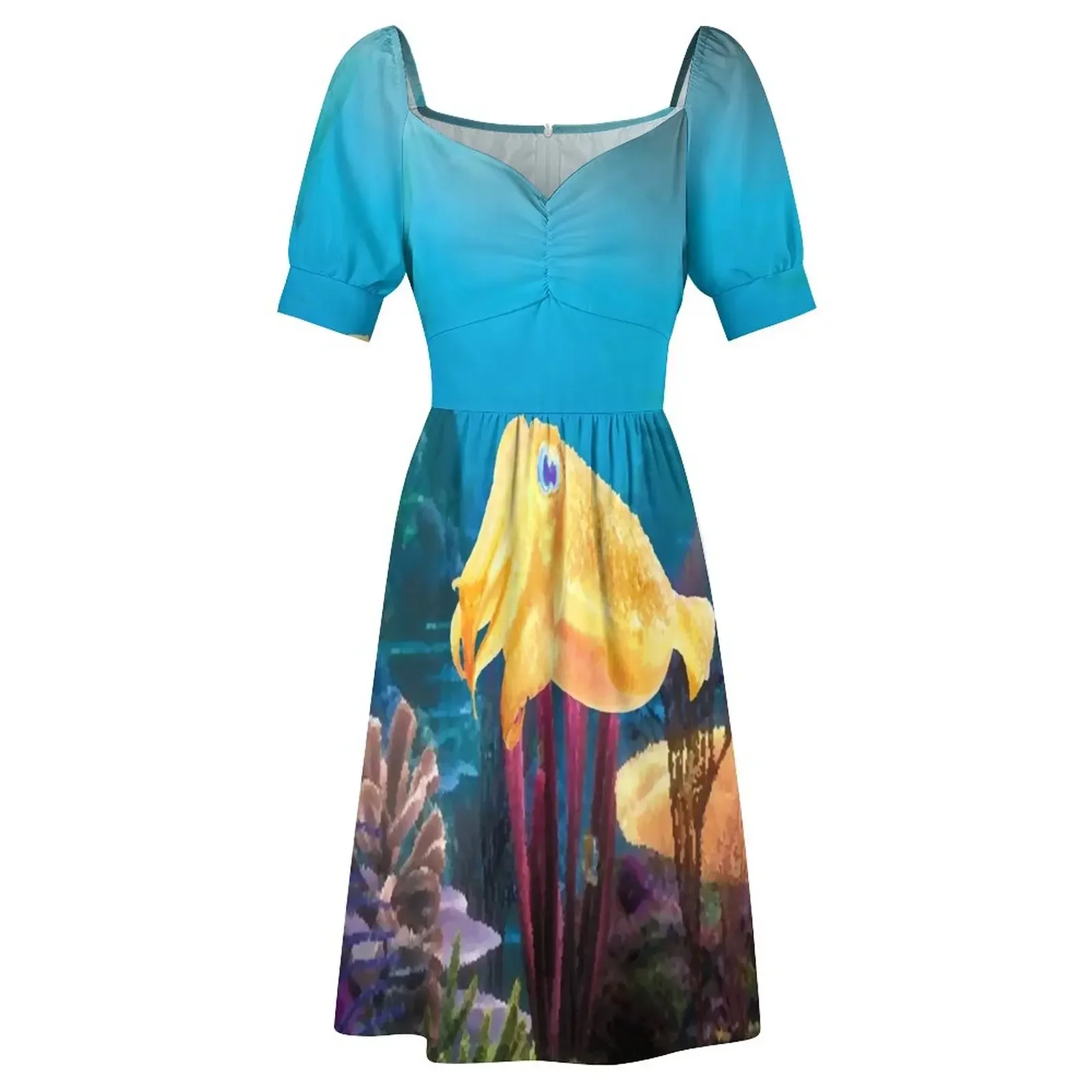 かわいいイカ半袖ドレスウエディング服レディースドレス