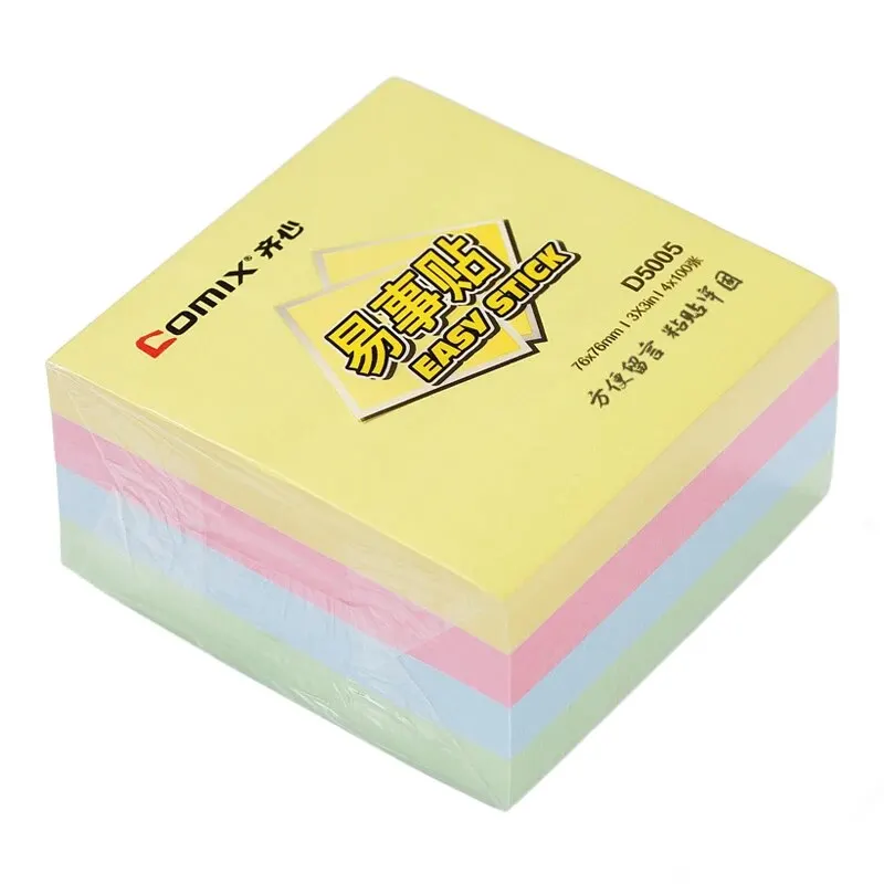 Comix 400 Sheets 3*3in Easy Sticky Notes Self-Adhesive Memo Pads Mixed Colors Label Message Stickers For School Office Students