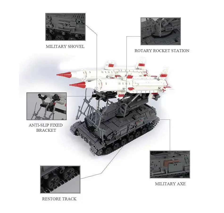 1469 PCS WW 2 Military Army Weapons SA-4GANF Missile Vehicle Model Building Blocks Soldier MOC Bricks Toys For Boys Kids Gifts