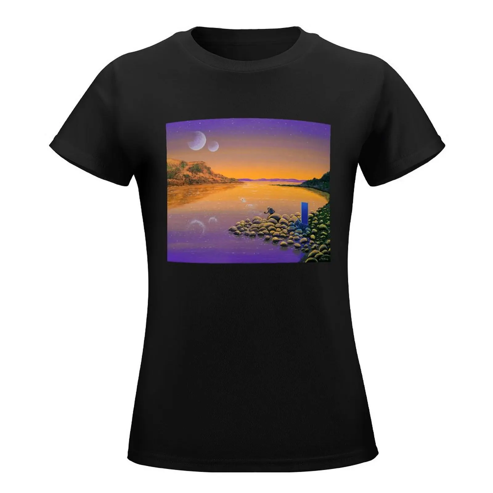 Skipping Stones On Planet Z T-Shirt kawaii clothes plus size tops korean fashion black t-shirts for Women