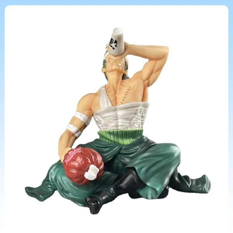 

15cm Roronoa Zoro Figure Bandaged Action Figure Drinking Sake in Seated Pose Anime Samurai Model Collectible Desktop Decor Gift