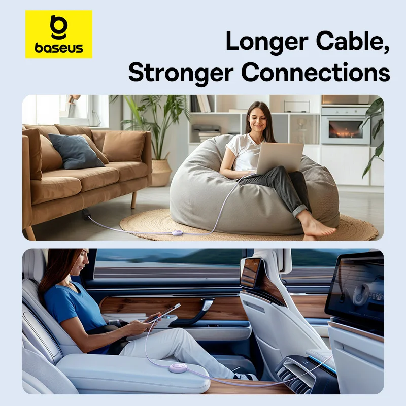 Baseus Free2Pull Mini zwijany kabel ładujący USB-C do USB-C 100W — zdjęcie produktu 6
