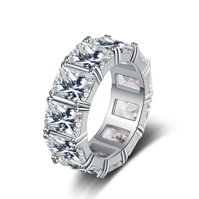 

Кольцо из стерлингового серебра 925 пробы с квадратным цирконом, размер 6-10, женское модное простое кольцо для дня рождения, вечеринки, свадьбы, юбилея, ювелирное изделие, подарок