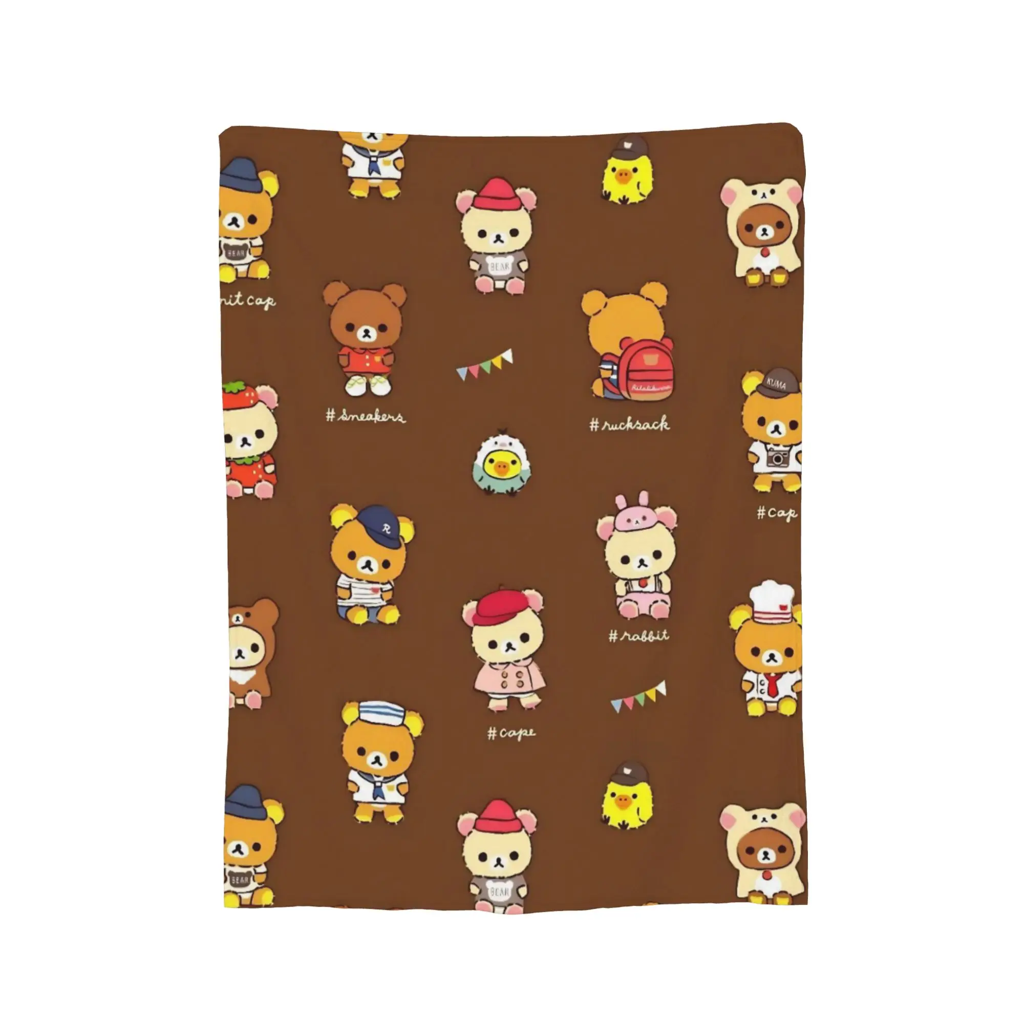 Rilakkuma-Manta de dibujos animados para primavera/otoño, manta ultrasuave de felpa de lana Coral para ropa de cama, ropa de cama de oficina
