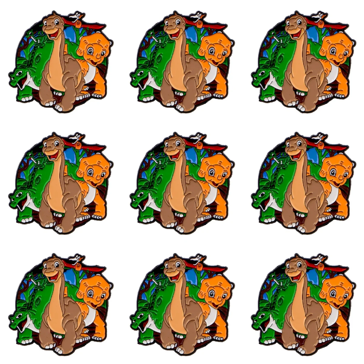 9-teiliges Cartoon-Dinosaurier-Emaille-Pin-Set, niedliche Tier-Broschen für Mäntel, Damenbroschen, Kragen- und Reversnadeln, Metallabzeichen, Schmuckgeschenk