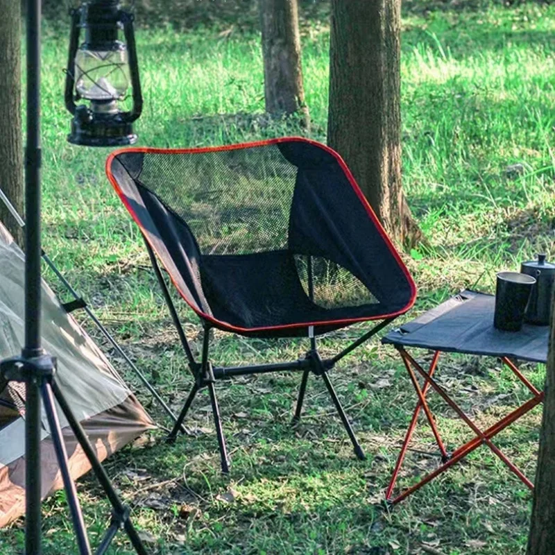 

Portable Outdoor Folding Chair Lightweight Moon Chair Mesh Breathable Back Chair For Camping Barbecue Fishing Hiking