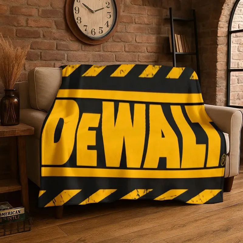 Retro D-DEWALT Electric Tools Logo Soft Flannel Throw Blanket,Warm Cozy Blanket for Bed,Couch,Sofa,Bedroom,Living Room,Camping