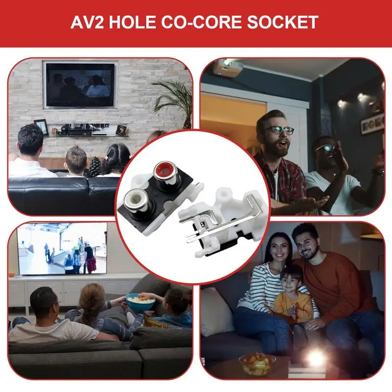 Prise femelle multifonctionnelle à deux trous pour la surveillance des revie, prise audio vidéo, connecteur vertical à 3 broches, blanc