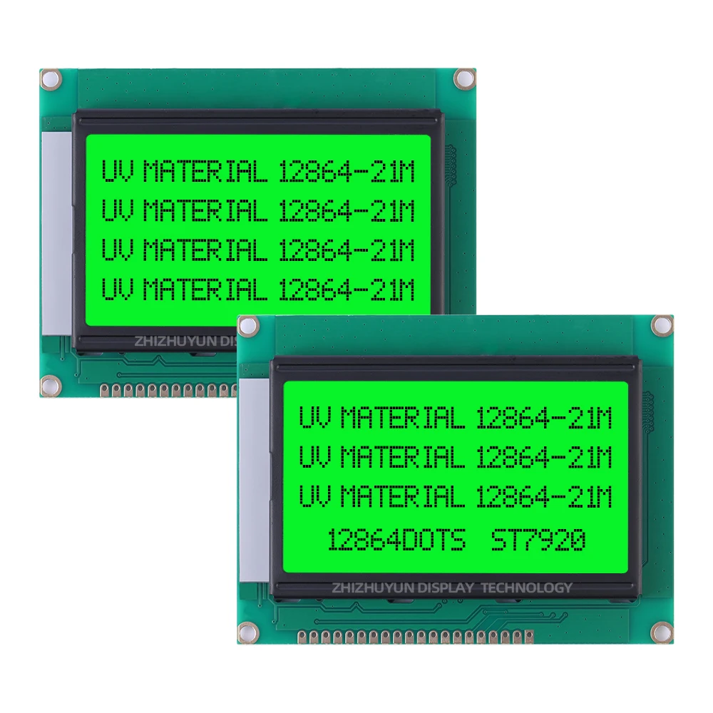 Stable Supply Of 12864-21M UV Material English LCD Screen With Yellow And Green Screen, Original ST7920 93Mm*70Mm