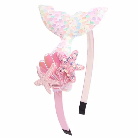 Söt Disney Sjöjungfru Pannband För Flickor Prinsessa Födelsedagsfest Hårband Festival Cosplay DIY Håraccessoarer Dam Presenter 12 best sales sjöjungfruhårband - №3