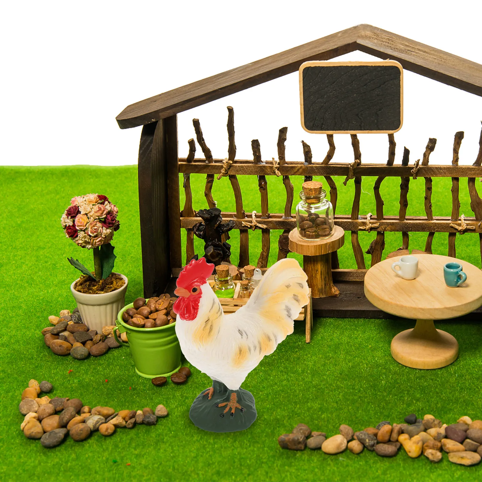 Simulation Rooster Creative Farming Ornament Yard Poultry Emulation Decor Lifelike Static Rooster Sculpture Home Garden