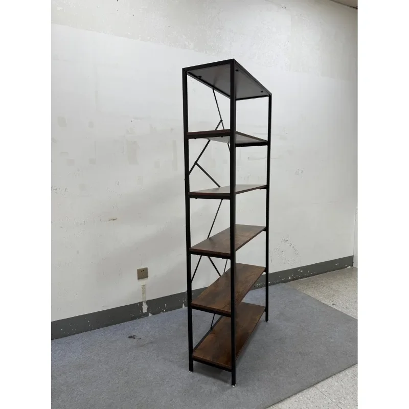Industrial bookshelves, high open shelves and retro bookcases stand
