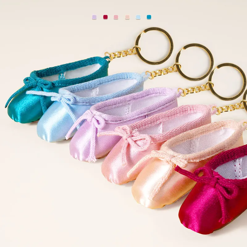 Handmade Mini Satin Pointe Shoes Keyring Ballet Shoes Keychain Ballet Accessories Ballet Charm Chain Bag Pendant