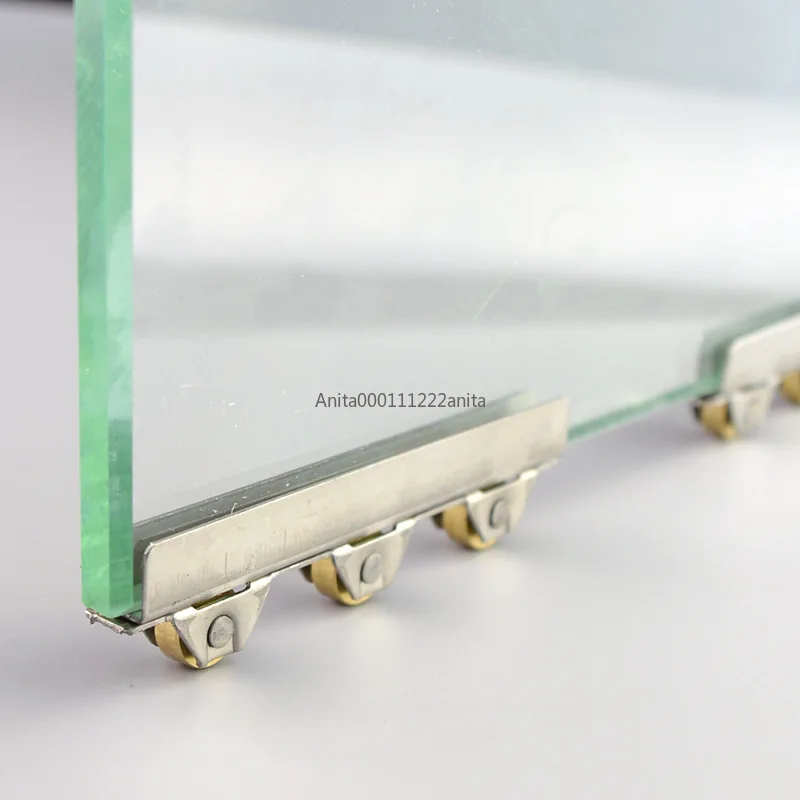 

2 Pcs Durable copper wheels Cabinet Glass Sliding Door Roller Clamp Pulley Wheel / For 10mm Glass Door Loading 40kg