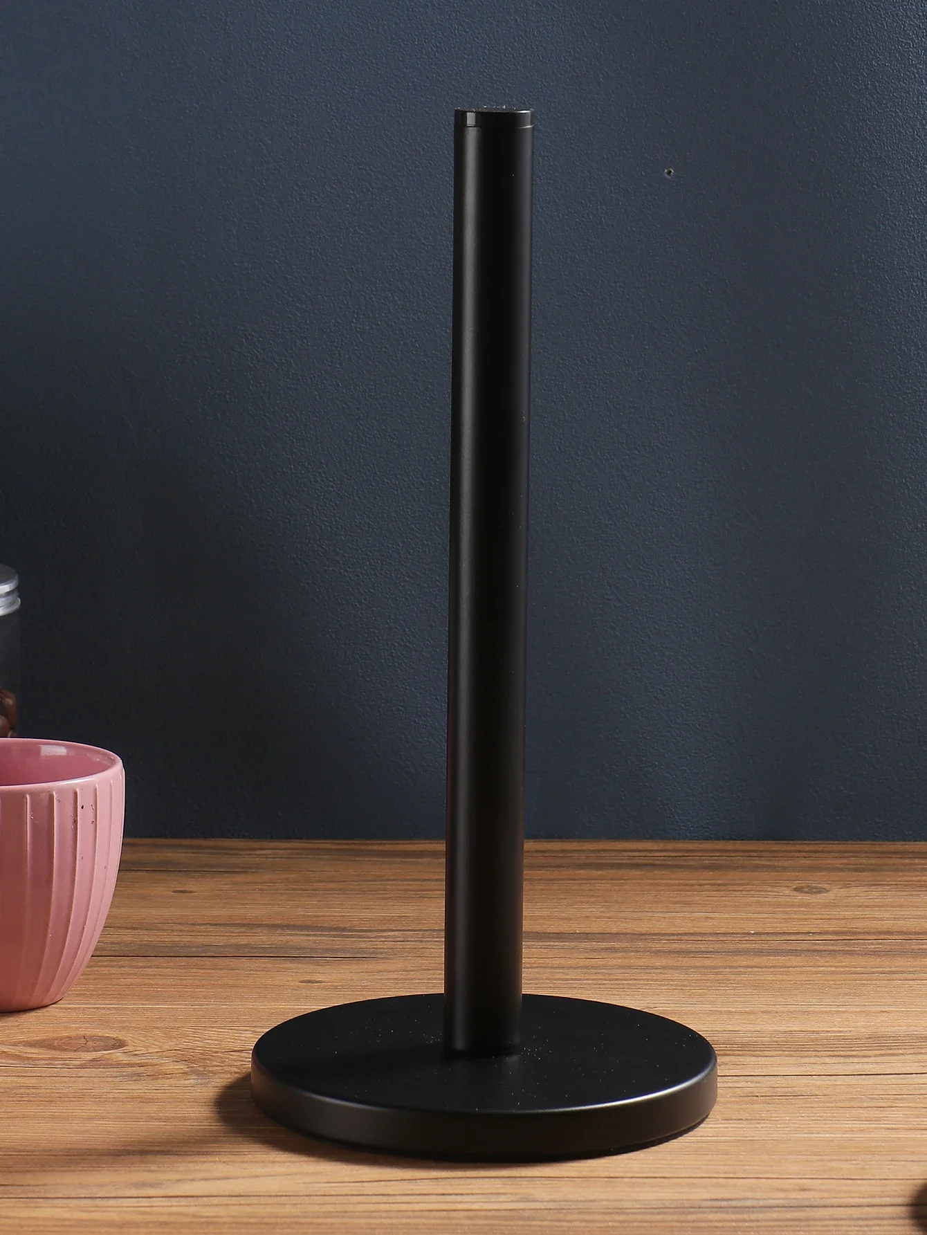 Matte Black Paper Towel Holder Countertop, Kitchen Paper Roll Holder Stand with Weighted Base Heavy for Standard