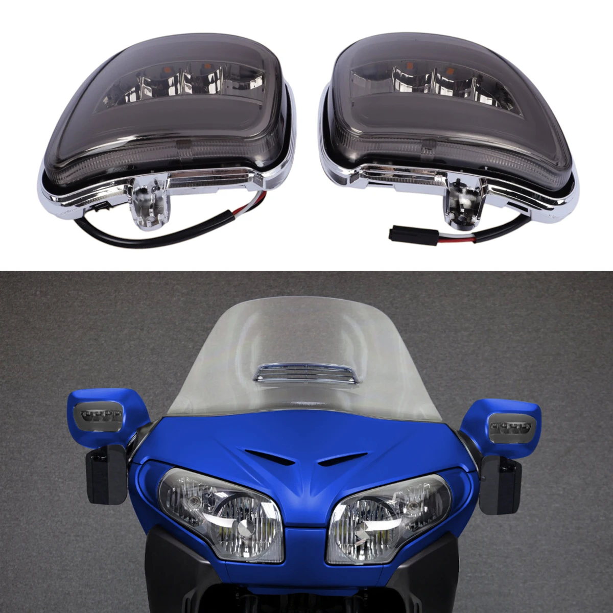 

Smoke LED Turn Signal Light Rear Side Mirrors For Honda Goldwing GL1800 2001-17 F6B 2013-2017 Motorcycle Accessories Left Right