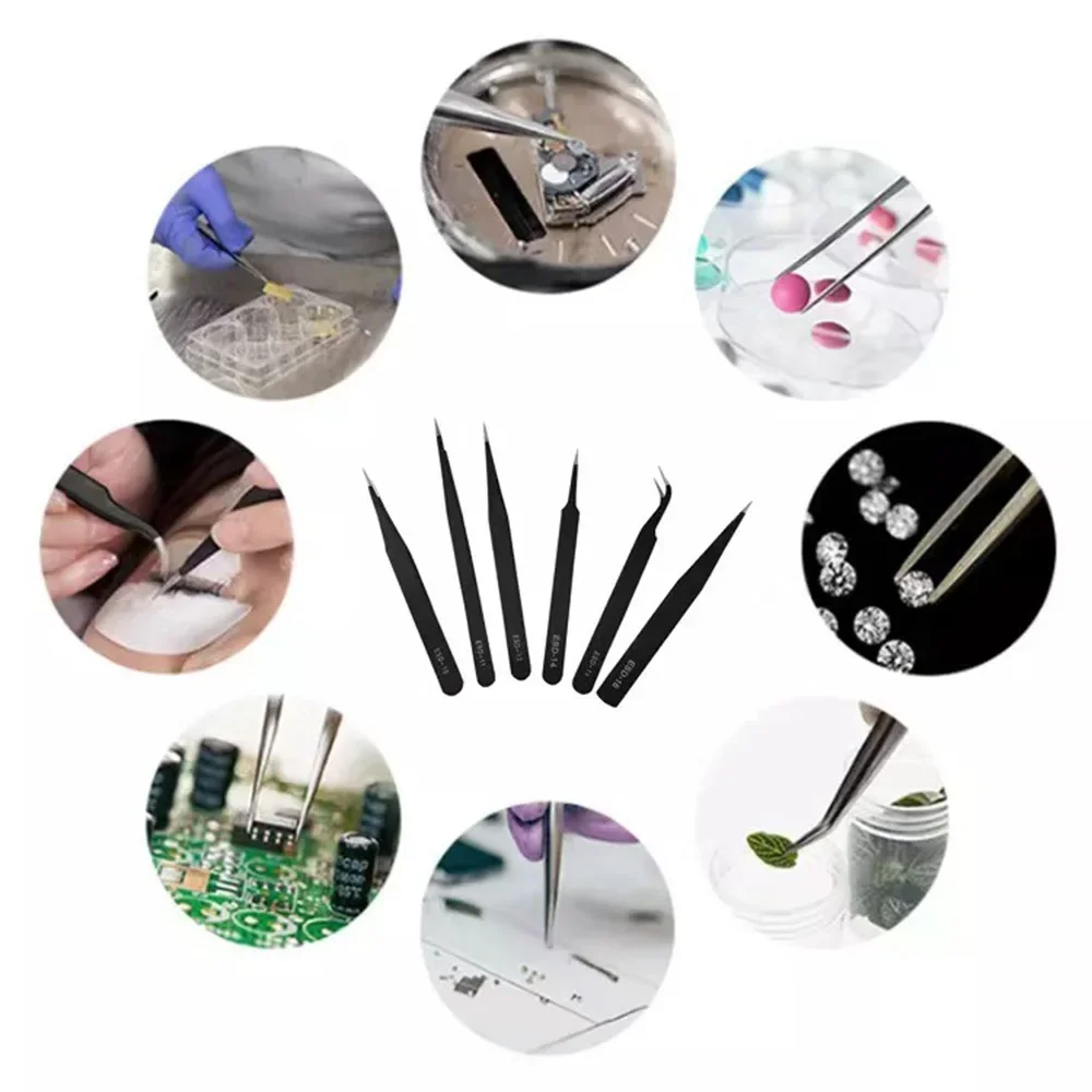 精密ピンセットセット ESD 帯電防止ステンレス鋼ピンセット修復ツールエレクトロニクス修理はんだ付けクラフトツール Dl キー