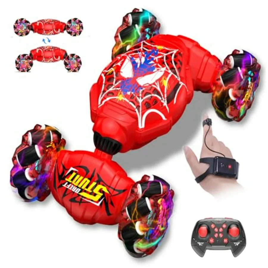 

Remote Control Car - 2.4GHz 4WD Gesture Sensing RC Stunt Car Toys for Boys and Girls Ages 6-12, 360° Rotating Drift RC Cars wit
