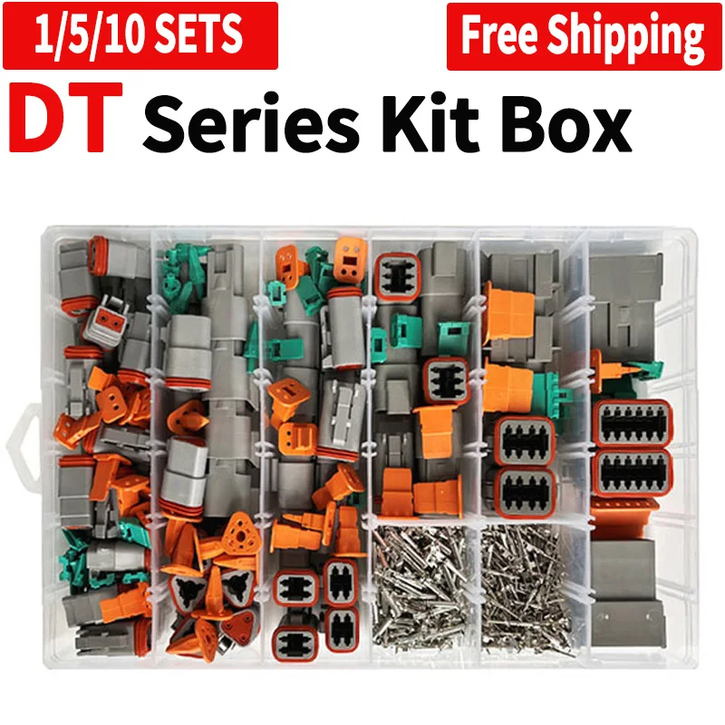 

1/5/10Sets Boxed Deutsch Type Connector Kit Waterproof Wire DT Series Connector Set DT06 04 2/3 / 4 Pin 6/8/12 Pin Sealed Plug