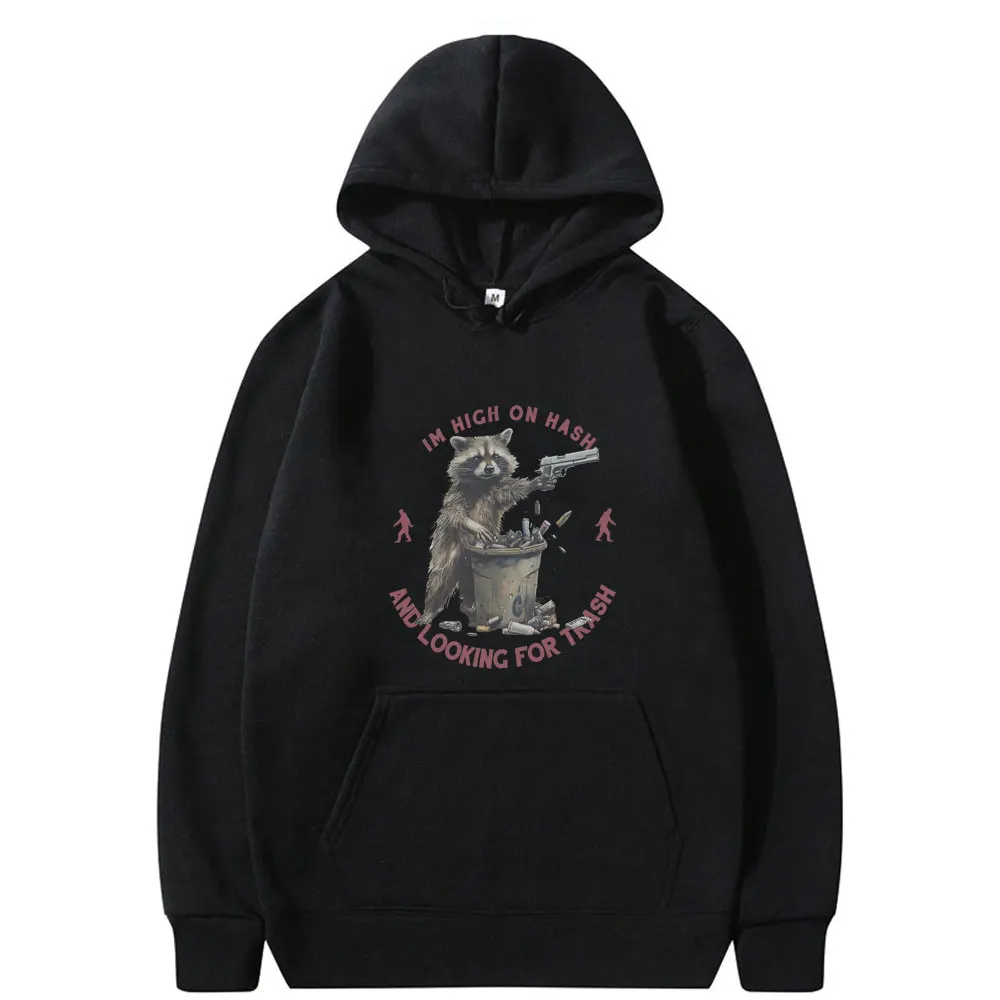 Im High on Hash and Looking for Trash Hoodie Funny Japanese Penguin Meme Sweatshirt Men's Fashion Oversized Streetwear Hoodies