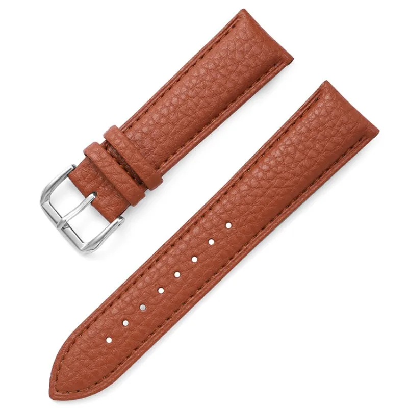 12 14 16 18 19 20 21 22 24 mm High Quality Lychee Grain Calfskin Watch Strap Waterproof Wristband Pin Buckle Accessories