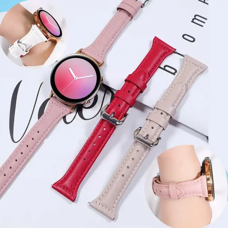 

Тонкий кожаный ремешок Pop для Samsung Galaxy Watch 7/FE/6/5/5 Pro/4 Classic/active 2, 20 мм, 22 мм, спортивный браслет Huawei Watch GT 4-3 B