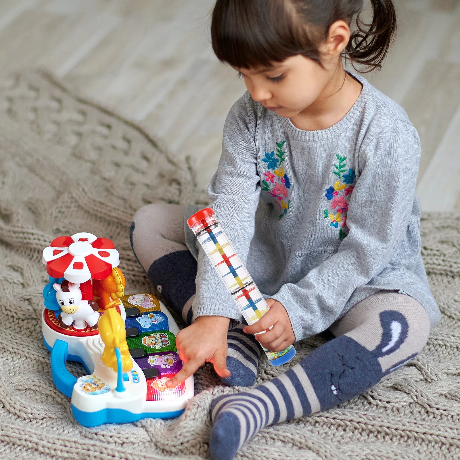 1Pcs Rain Sound Tube Colorful Shake Rattle Baby Sensory Musical Instrument for Early Learning Development Cognitive Play