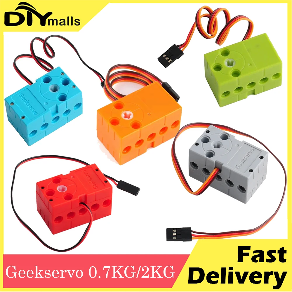 

Geekservo 0,7 кг/2 кг 360-градусный программируемый сервопривод с двумя валами, строительные блоки, двигатель для Micro:bit, совместимый с Legoeds