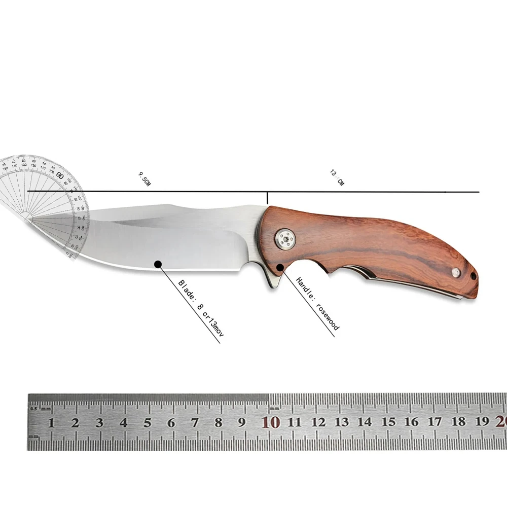 Tactical 0606 Ball Bearing Flipper Folding Knife 9cr18mov Blade Wooden/G10 Handles Pocket Camping Knives Outdoor Hunting Tools