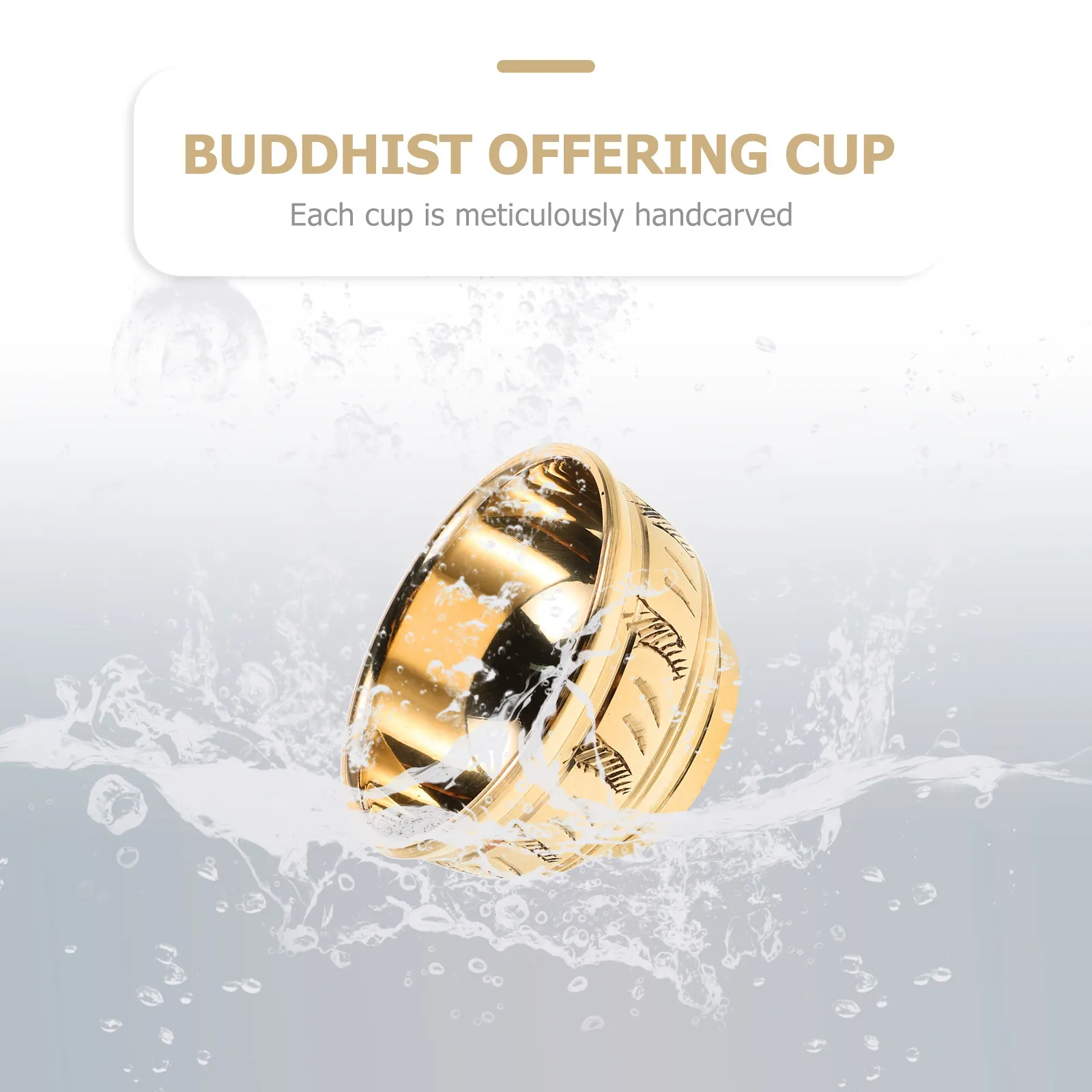 30Ml Artistic Handcarved Copper Tea Cup for Buddhist Rituals Holy Water Offering Cup Enshrine Bowl Decorative Copper Bowl