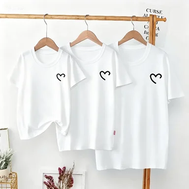 Summer 2025 Cotton Baby Mom Dad T Shirts Tops Fashion Family Matching Outfits Daddy Mommy And Daughter Son Matching Clothes