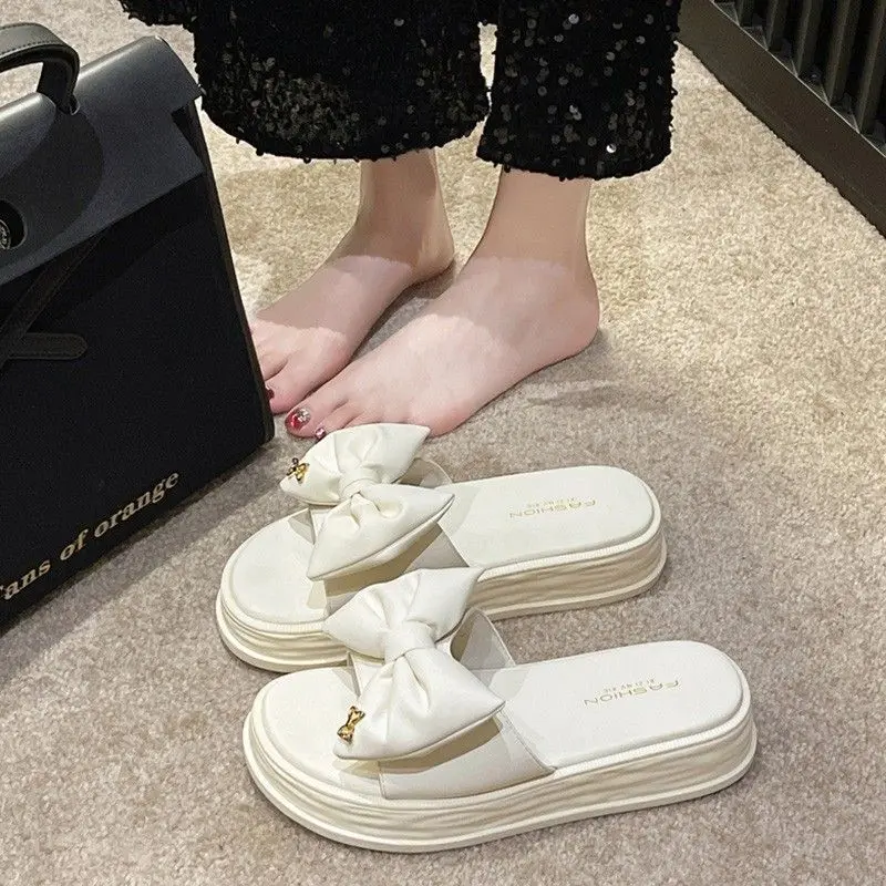 شبشب بارد متعدد الاستخدامات مع ربطة عنق ، جلد ناعم ، نعل سميك ، يرتدي على الشاطئ ، يومي ، عصري ، جديد ،