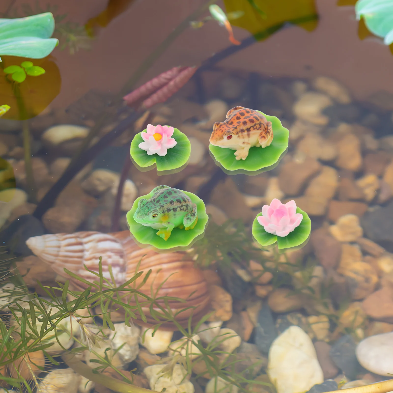 

1 set Resin Frog Statue Lotus Adorable Miniatures Realistic Garden naments Lightweight DIY Accessories Bonsai Decor Flowerpot