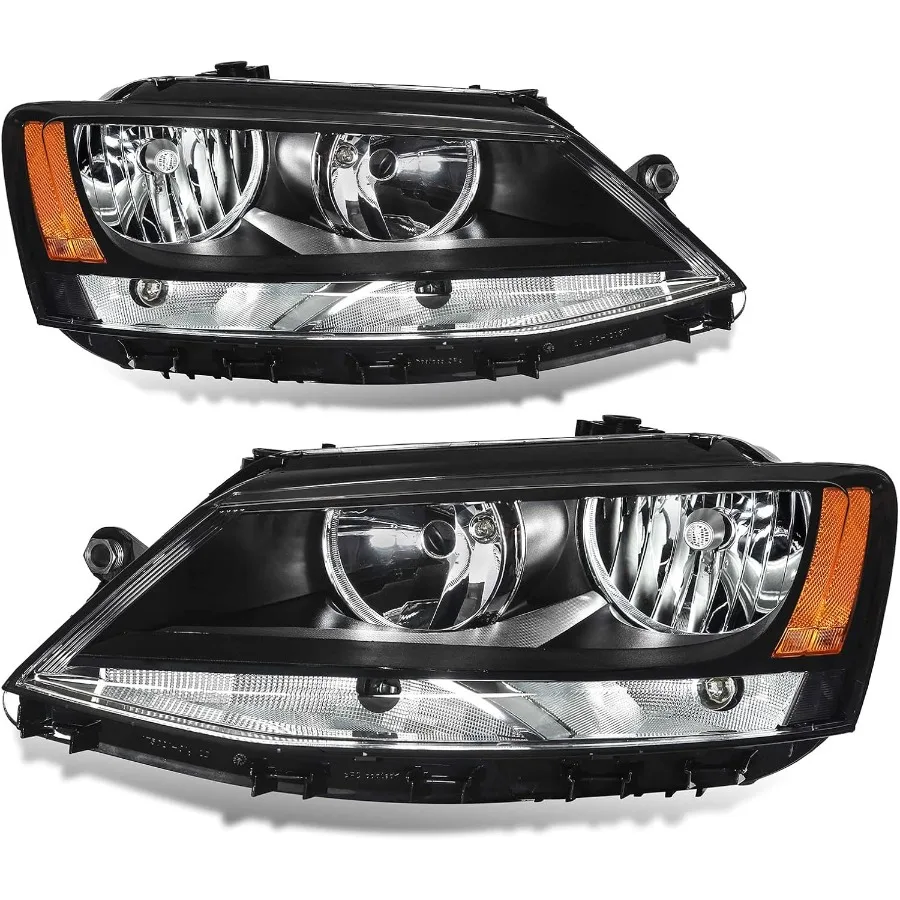 

Фары в сборе, совместимые с 1118, Volkswagen Jetta MK6, галогенная модель, сменный черный корпус, янтарный угол для